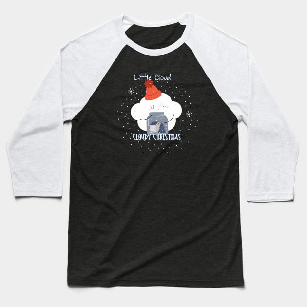 Cloudy Christmas Baseball T-Shirt by LittleCloudSongs